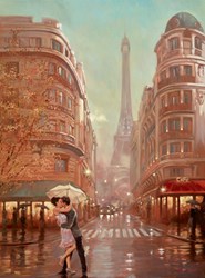 Paris Romance by Mark Spain - Original Painting on Stretched Canvas sized 24x32 inches. Available from Whitewall Galleries